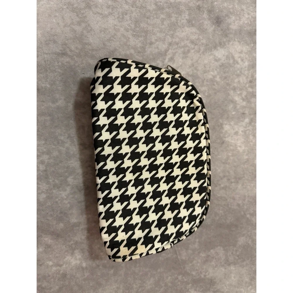 Black & White Houndstooth Zipper Makeup Bag Case